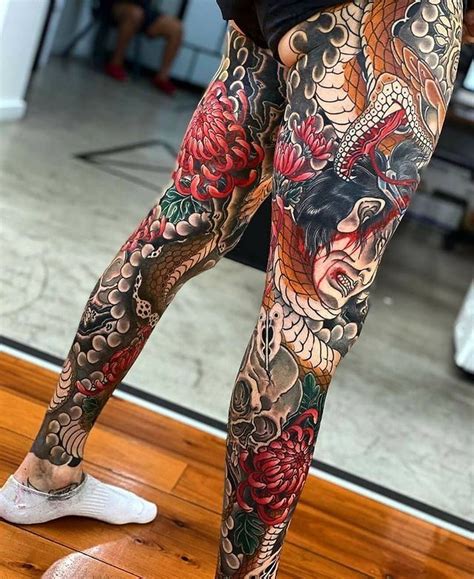 asian leg tattoos